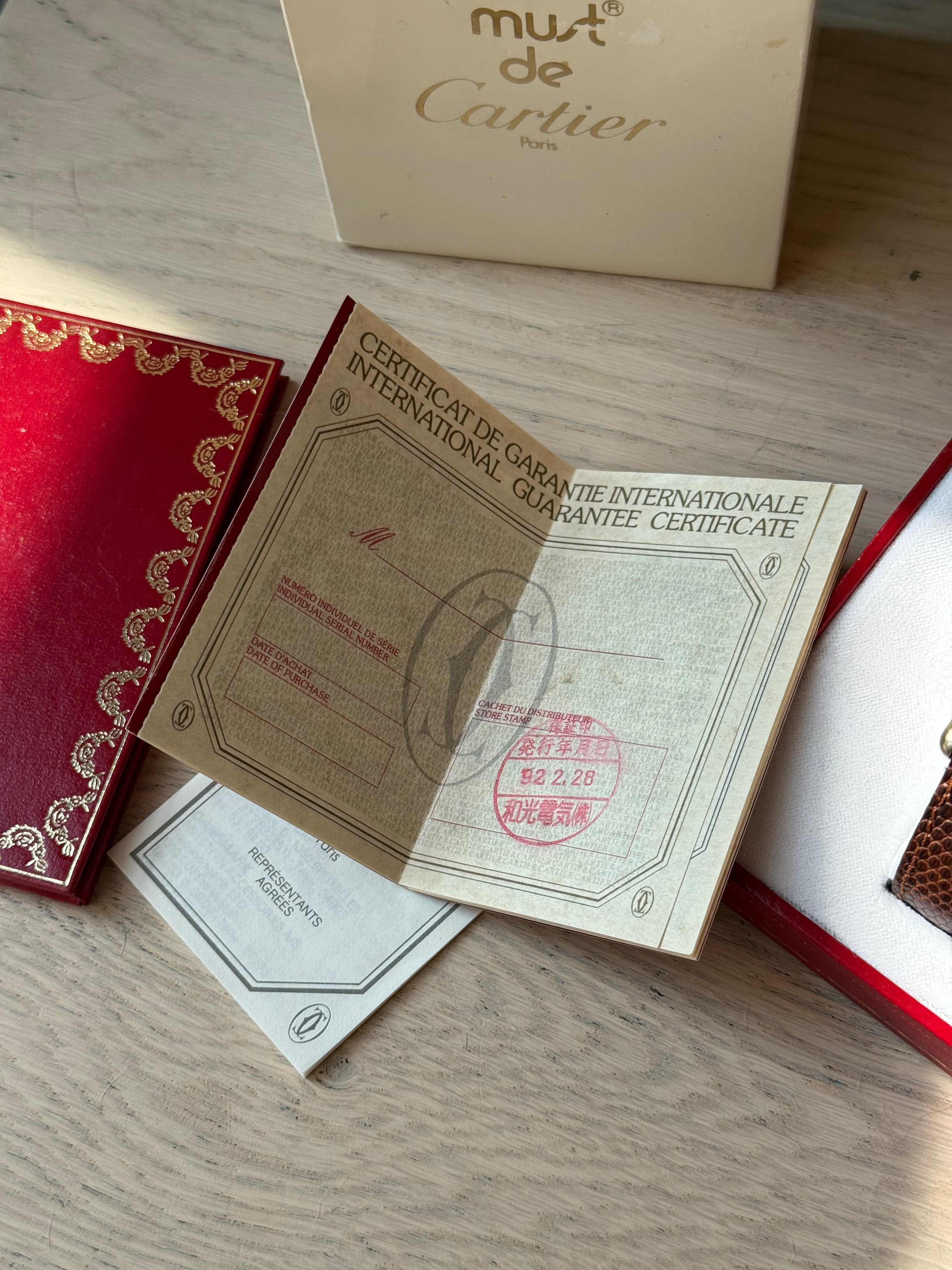 Cartier Vintage Tank Must Vermeil Gold Plated Silver  / Yellow Dial (full set)