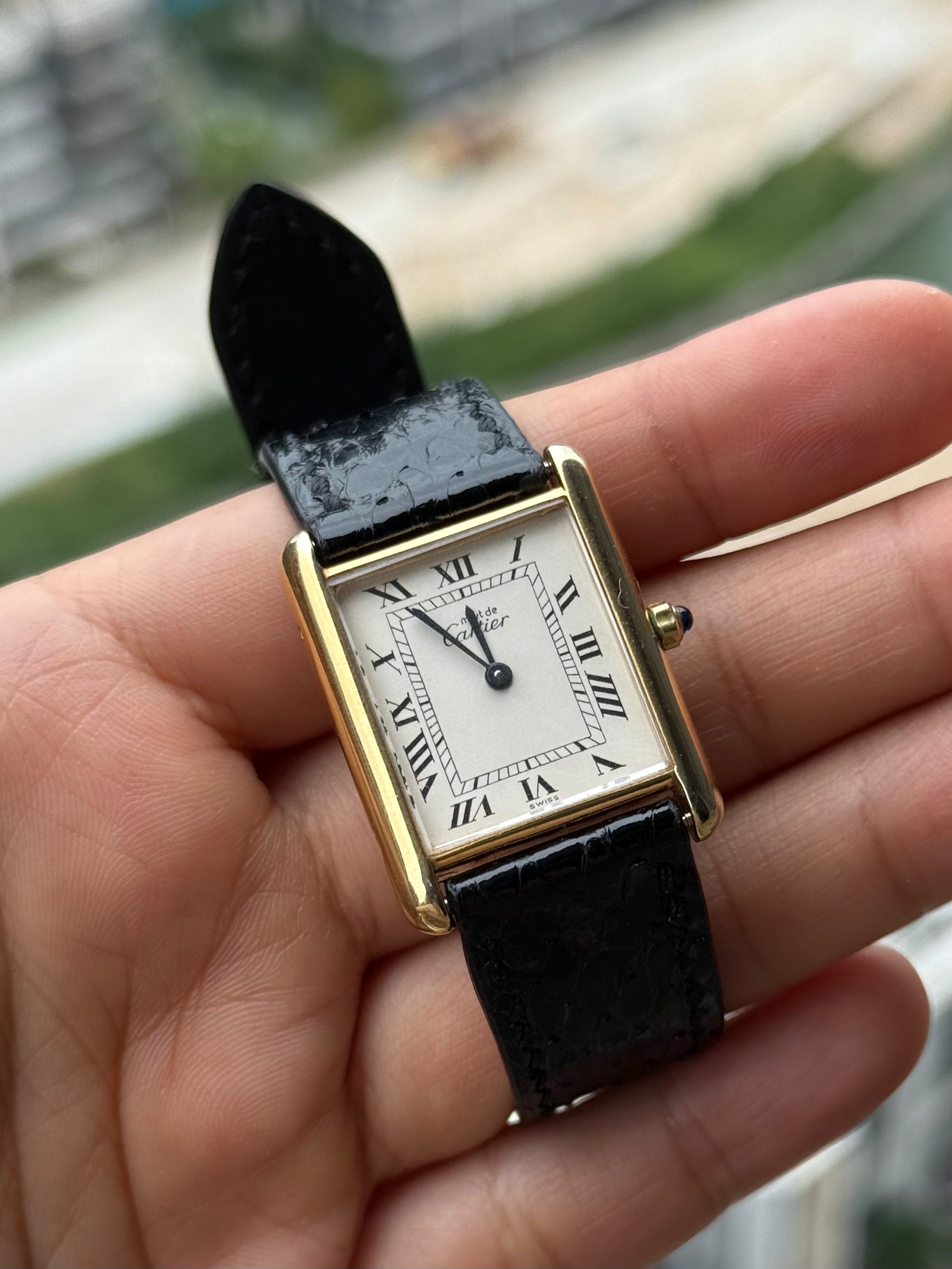 Cartier Vintage Tank Must Vermeil Gold Plated Silver  / White Dial