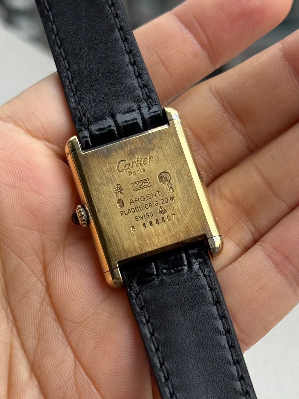 Cartier Vintage Tank Must Vermeil Gold Plated Silver  / Yellow Dial (full set)